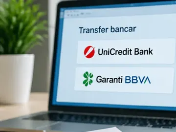 Laptop cu transfer bancar spre UniCredit Bank sau Garanti BBVA